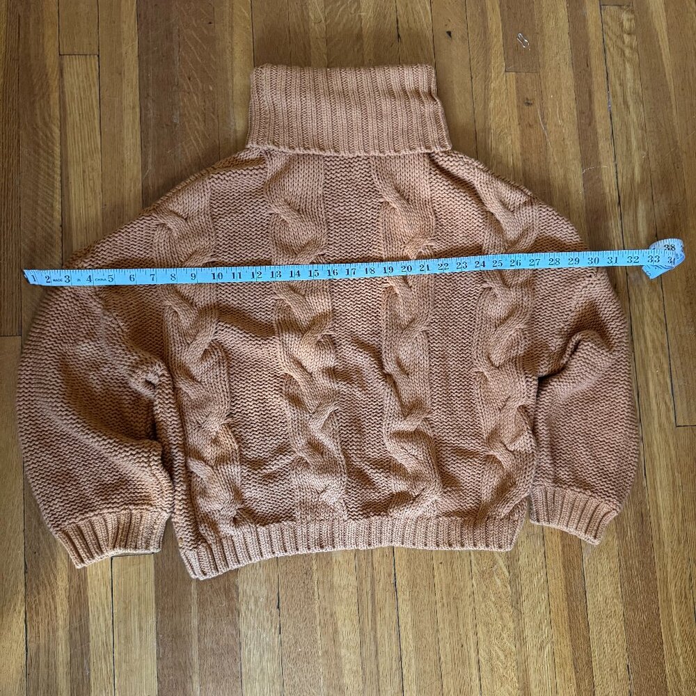 Yellow Mustard Color Cable Knit Turtleneck Sweater